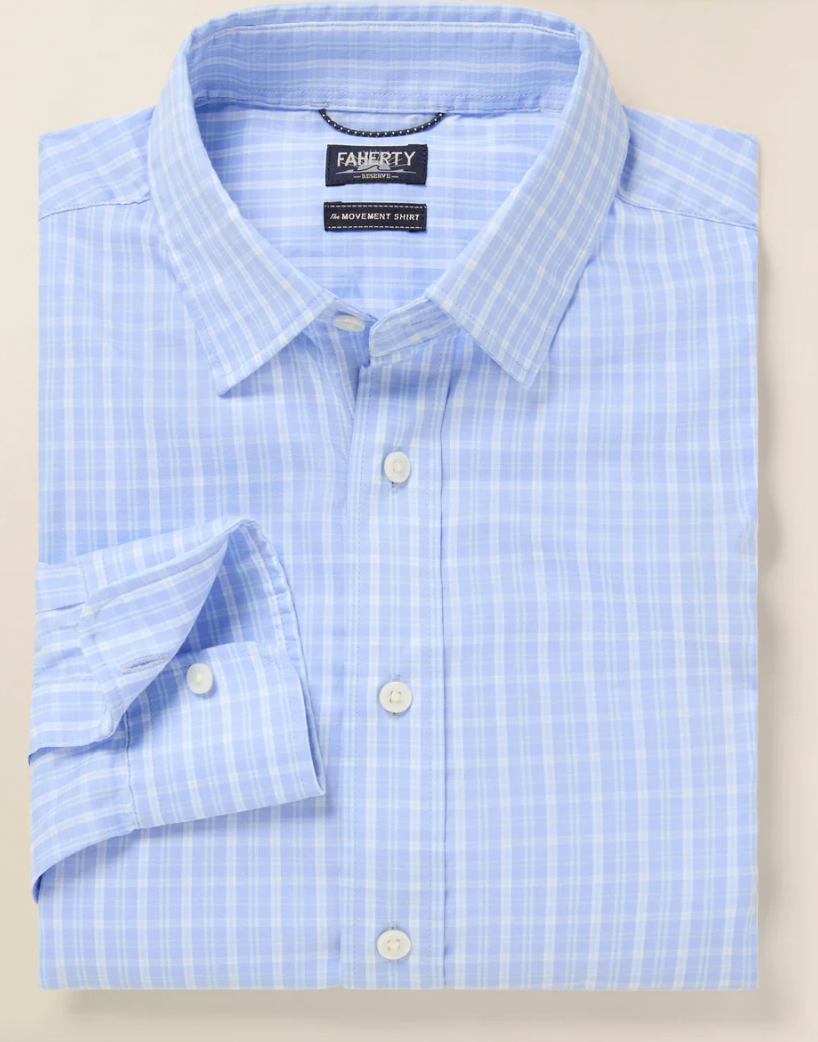 FAHERTY Mens The Movement Shirt Sky Shore Plaid YHO