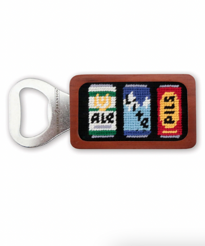 SMATHERS Needlepoint Bottle Opener Beer Cans