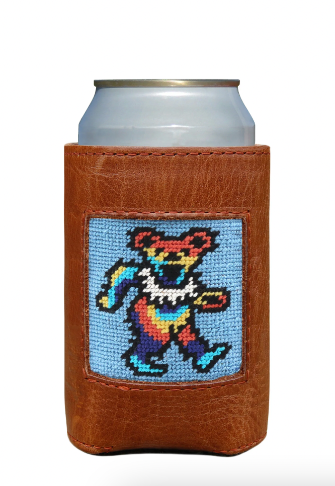 SMATHERS Needlepoint Can Cooler Dancing Bears Light Blue