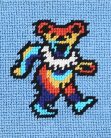 SMATHERS Needlepoint Flask Dancing Bears Light Blue