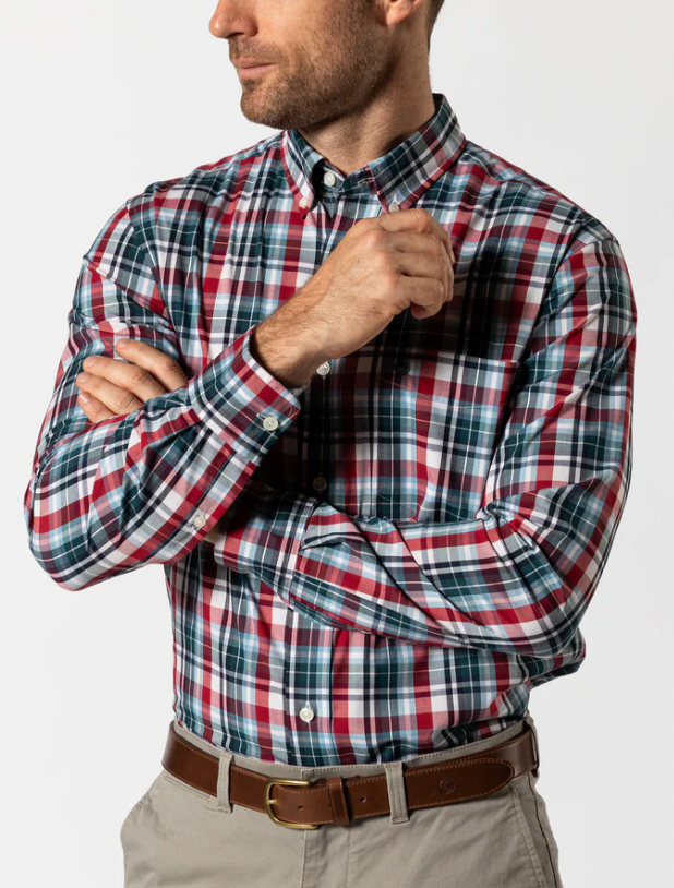 Men's LS Perf Poplin Sport Shirt - Clarke Plaid