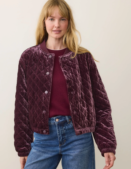 Women's Anita Velvet Quilted Bomber