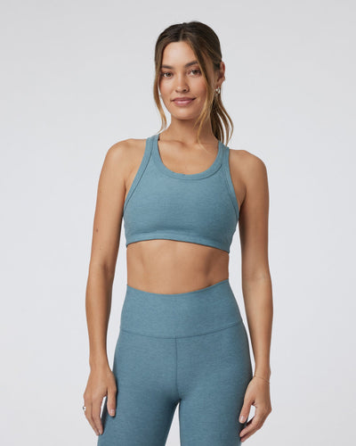 VUORI Women's Elevation Racer Bra Smoke Blue Heather