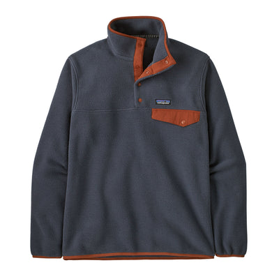 PATAGONIA Men's Lightweight Synchilla Snap-T Pullover Smolder Blue w/Burnished Red SMBU