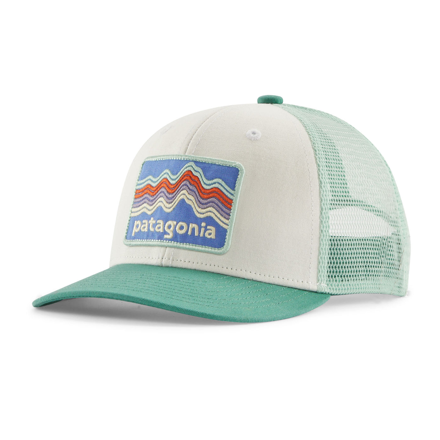 PATAGONIA Kids Trucker Hat Ridge Rise Stripe Heartleaf Green RSHL