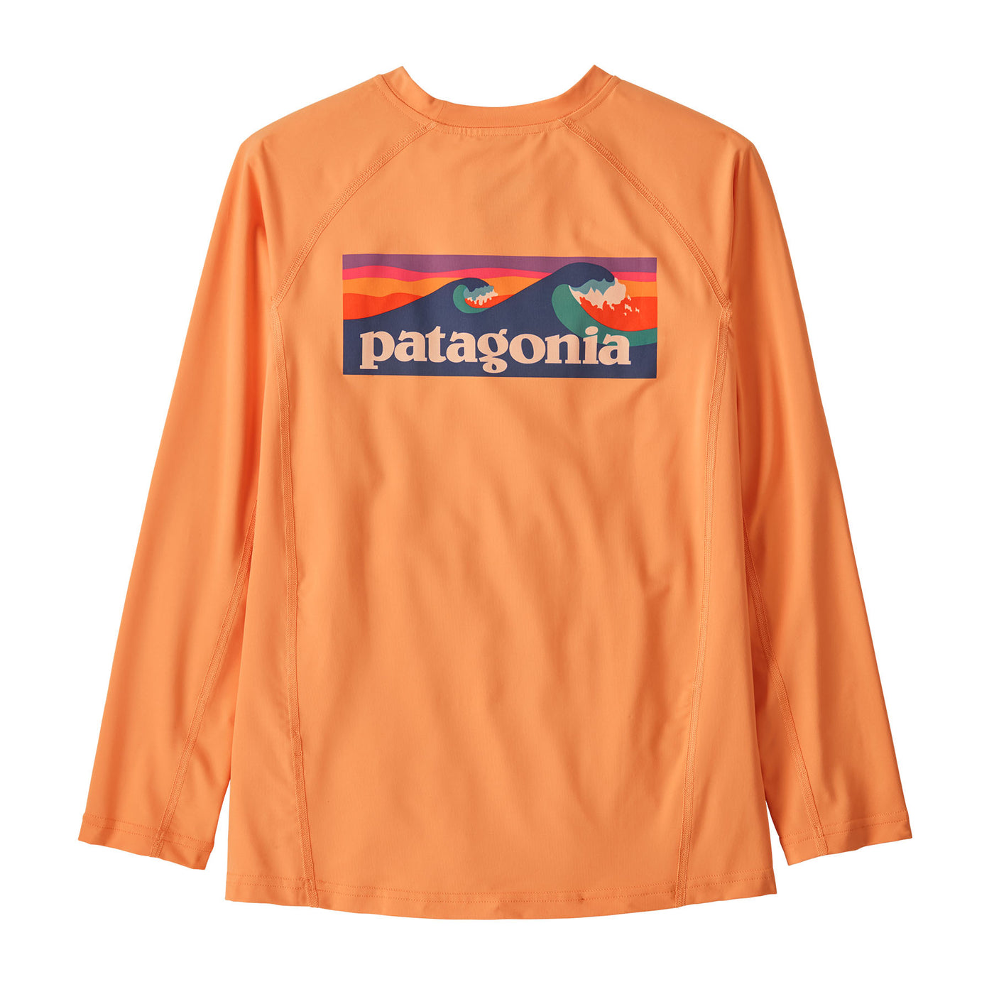 PATAGONIA Kids Long-Sleeved Capilene Silkweight Rashguard Boardshort Logo Heirloom Peach BLHE