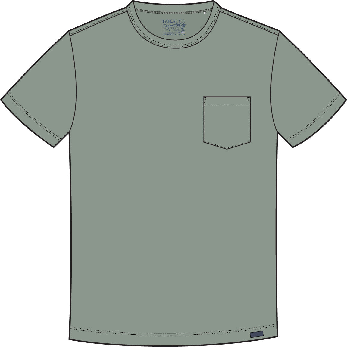 FAHERTY Mens Sunwashed Pocket Tee Sage Creek SEK