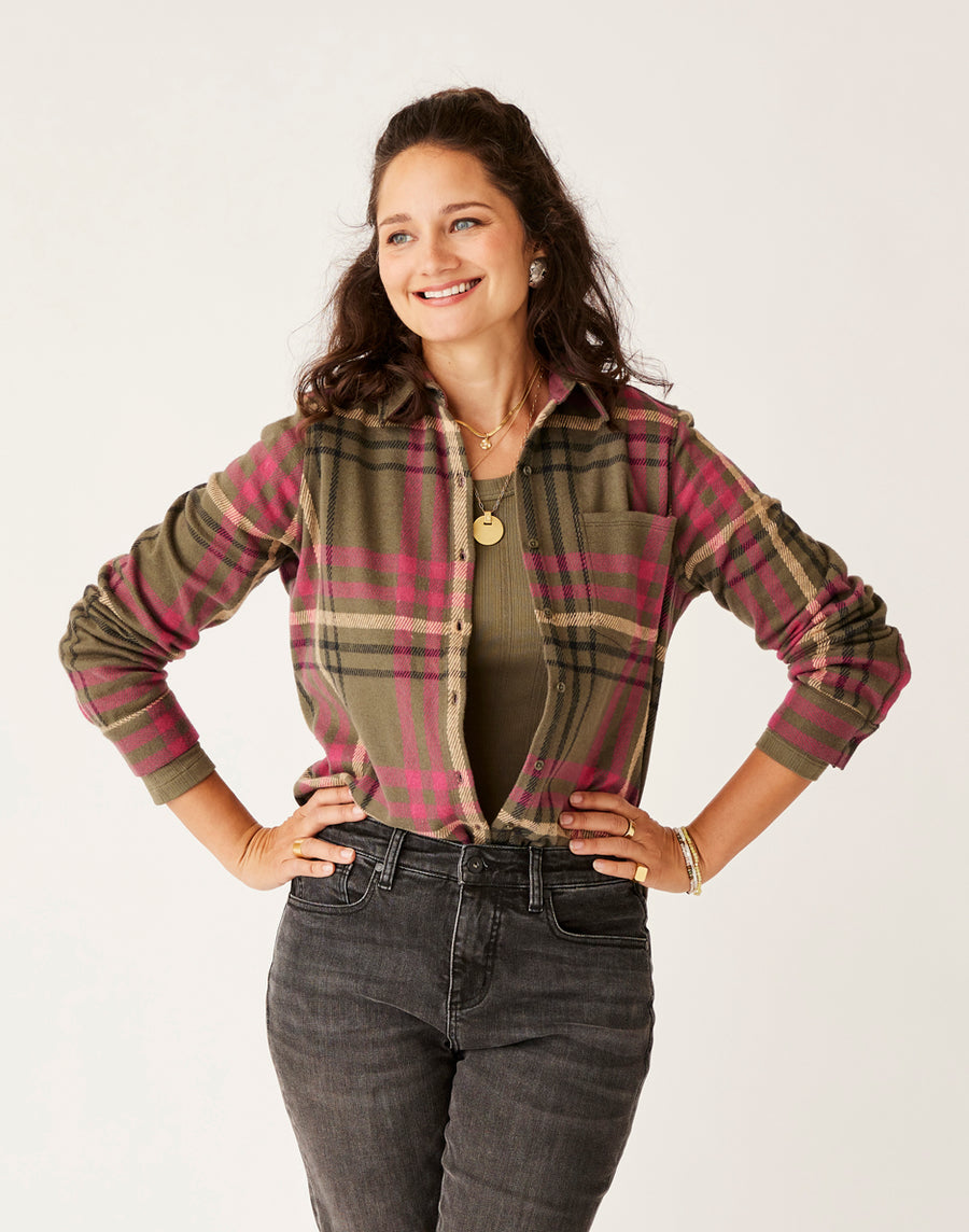 CARVE DESIGNS Women's Fairbanks Supersoft Shirt Fir ultiplaid / M