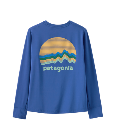 PATAGONIA Kids Long-Sleeved Capilene Silkweight T-Shirt Ridge Rise Moonlight Eddy Blue RMLE