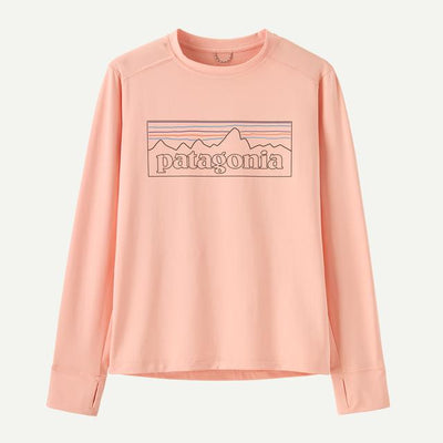 PATAGONIA Kids Long-Sleeved Capilene Silkweight T-Shirt P-6 Outline Sunlit Pink POSL