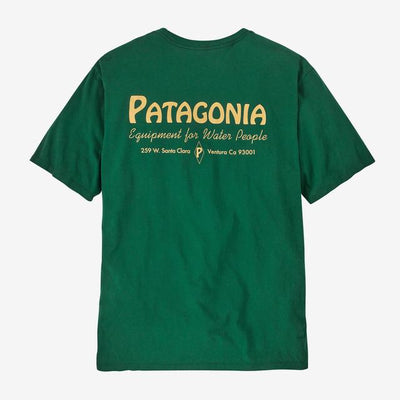 PATAGONIA Men's Water People Organic Pocket T-Shirt Water People Banner Conifer Green WPCO