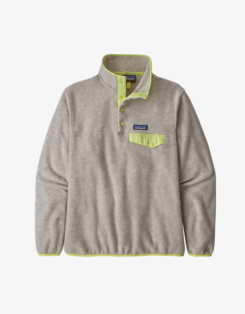 PATAGONIA Women's Lightweight Synchilla Snap-T Pullover Oatmeal Heather w/Jellyfish Yellow OAHY
