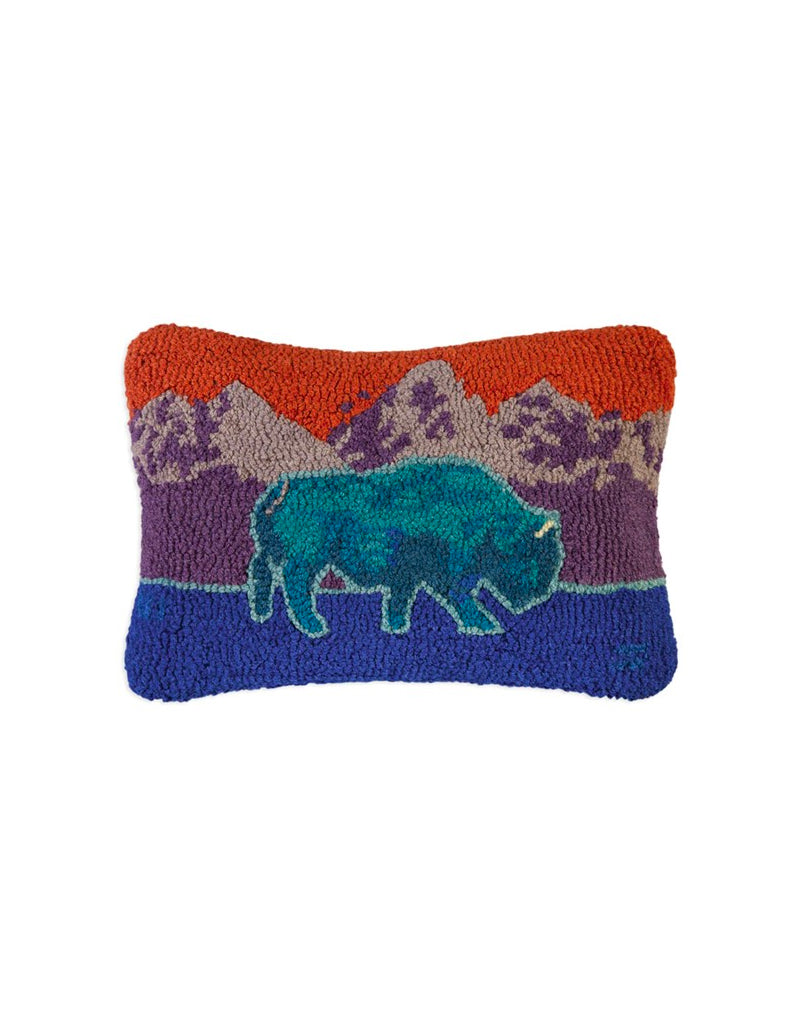 CHANDLER 4 CORNERS 14x20 Hook Pillow Blue Bison