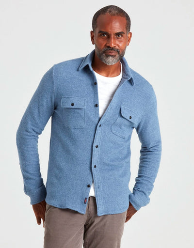 FAHERTY Men's Legend Sweater Shirt Washed Blue Twill WBT