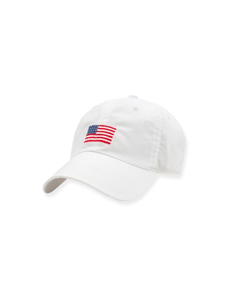 SMATHERS Needlepoint Ball Cap American Flag White