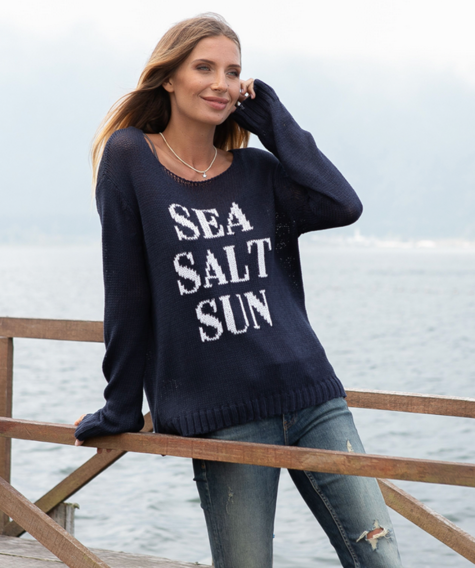 WOODEN SHIPS Women's Sea Salt Sun Crew Cotton Sweater